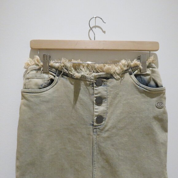 BASIC PLEASURE MODE Dolly Washed Frayed Denim Maxi Skirt Punk Goth Rock Alt NWT - Picture 5 of 16